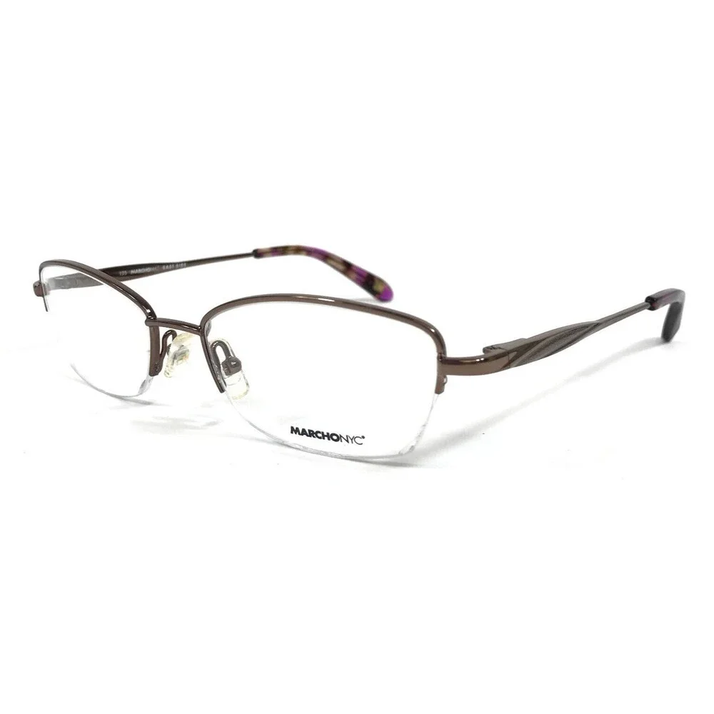 Marchon NYC Eyeglasses Frames WALDORF 210 Satin Brown Purple Half Rim 51-17-135